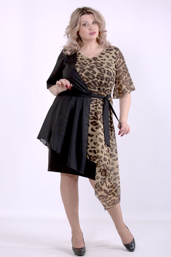 Платье 1388-1 леопард с черным