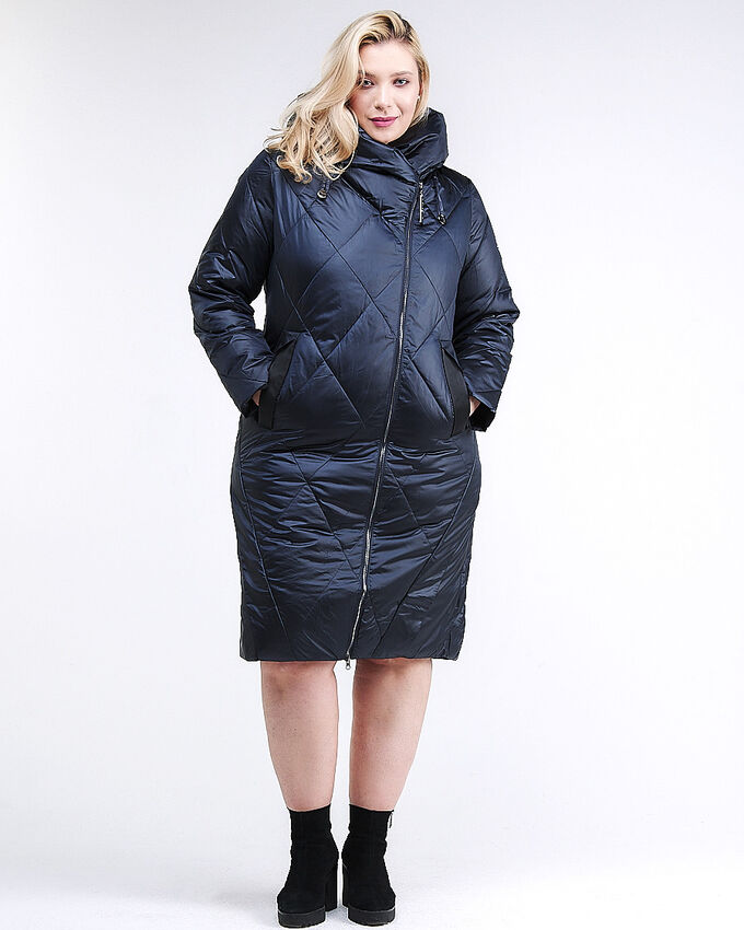 Женская зимняя классика куртка большого размера темно-фиолетового цвета 105-917_122TF