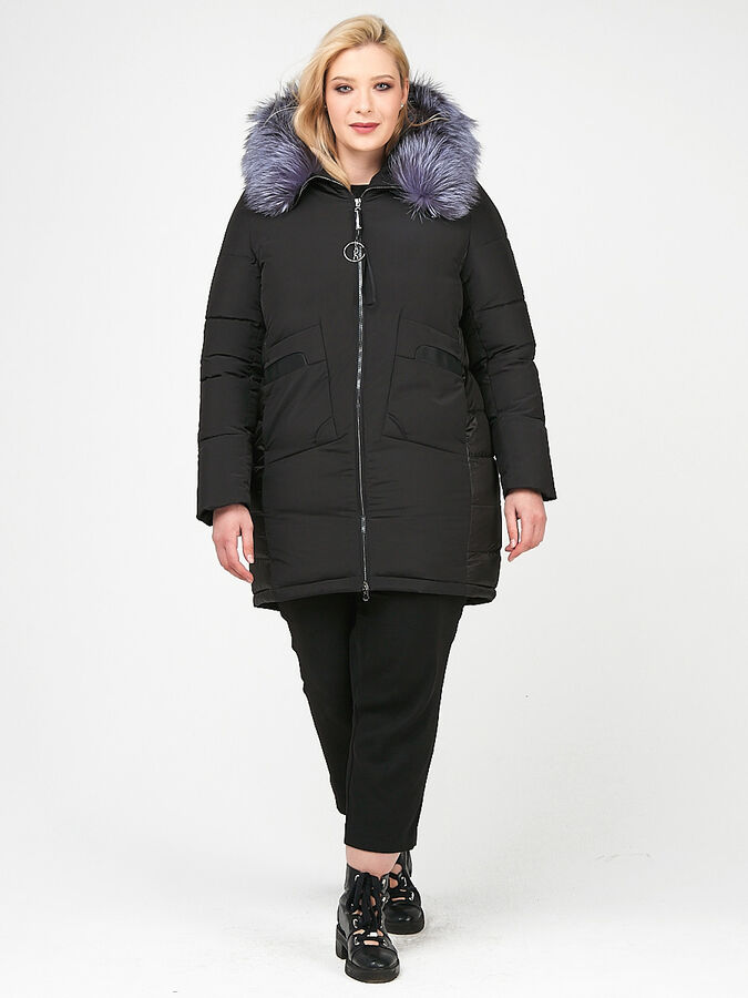 Женская зимняя молодежная куртка большого размера черного цвета 92-955_701Ch