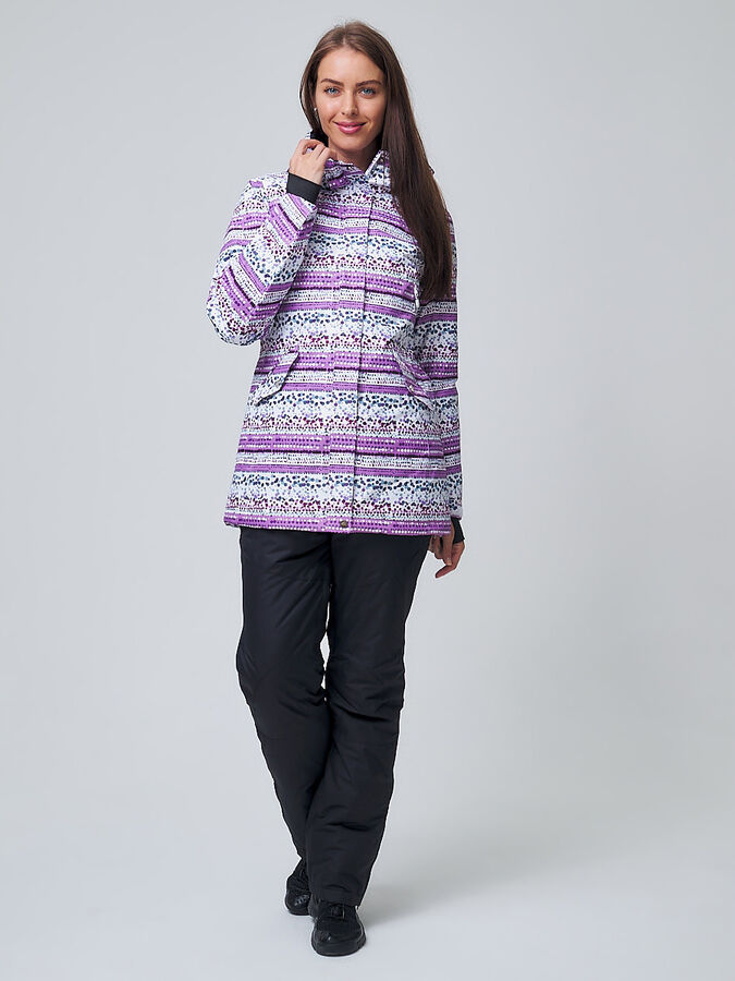 Женский зимний горнолыжный костюм фиолетового цвета 01937F