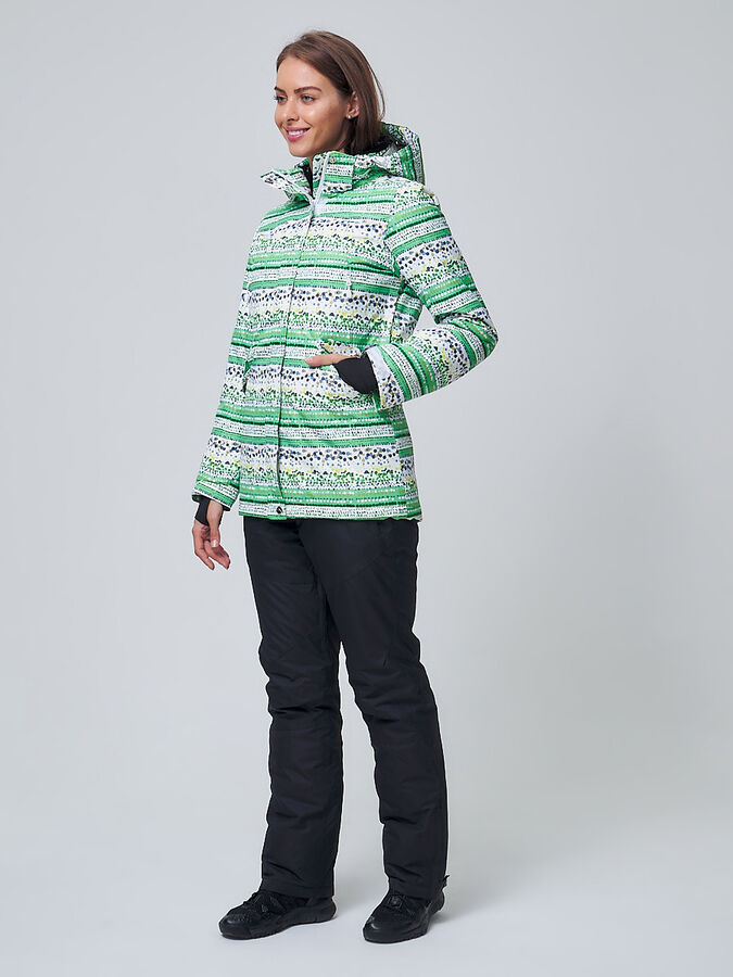 Женский зимний горнолыжный костюм салатового цвета 01937Sl