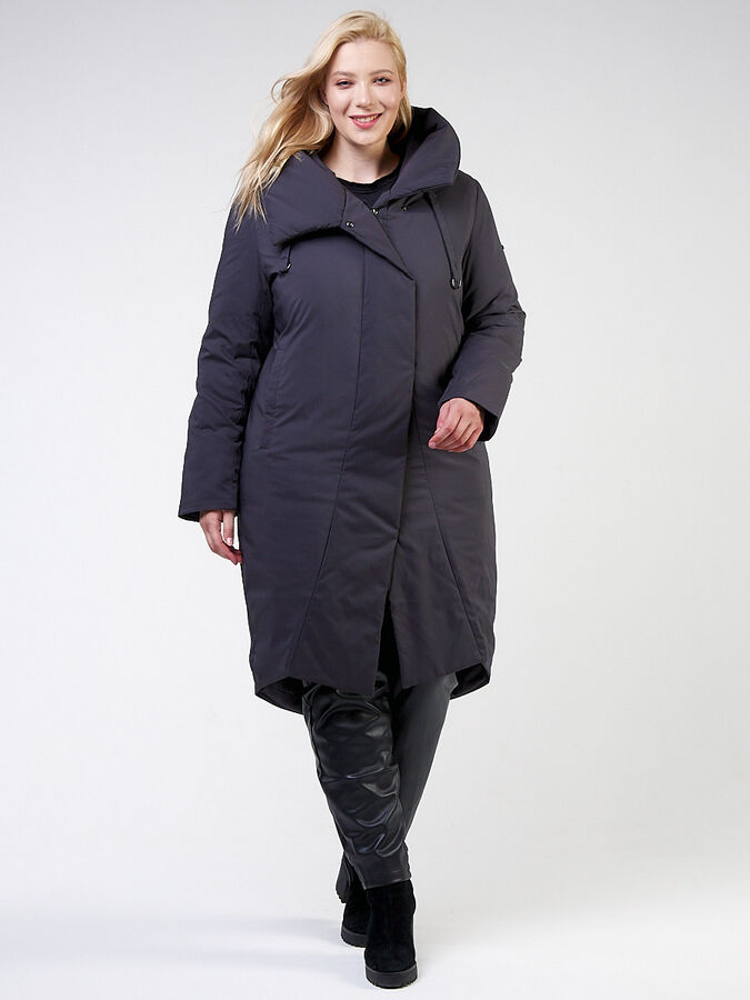 Куртка зимняя женская классическая темно-серого цвета 118-932_18TC