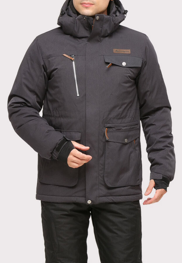 Мужская зимняя горнолыжная куртка темно-серого цвета 1910TC