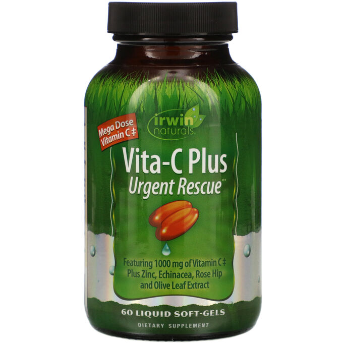 Irwin Naturals,  - Скорая помощь Вита-C плюс - , пищевая добавка с 1000 мг витамина C, 60 мягких желатиновых капсул с жидкостью