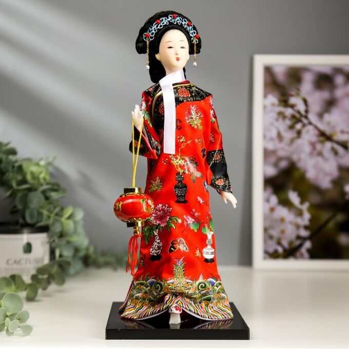 Кукла коллекционная &quot;Китаянка в национальном платье с фонариком&quot; 28х12,5х12,5 см