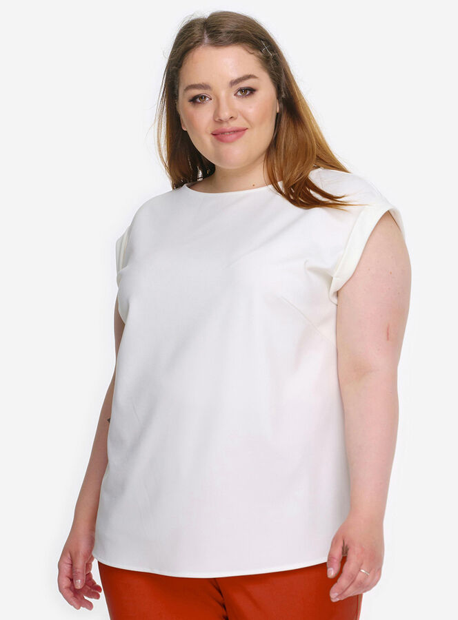 Блуза со спущенным плечом, креп белый