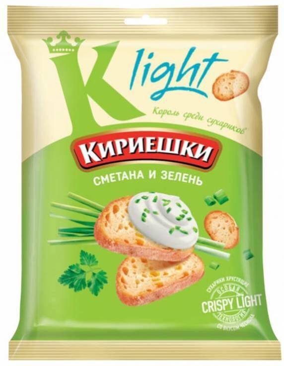 Яшкино Сухарики Кириешки Light пшен. 33г/50 Сметана с зеленью