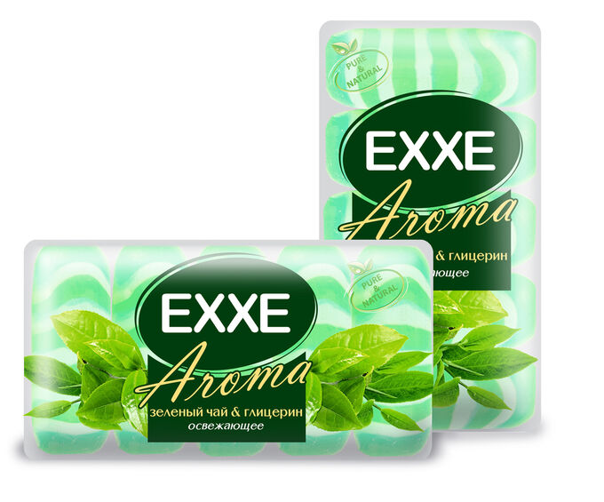 Косметическое мыло EXXE AROMA &quot;Зеленый чай &amp; глицерин&quot;, 5шт*70г  (зелёное) ЭКОПАК