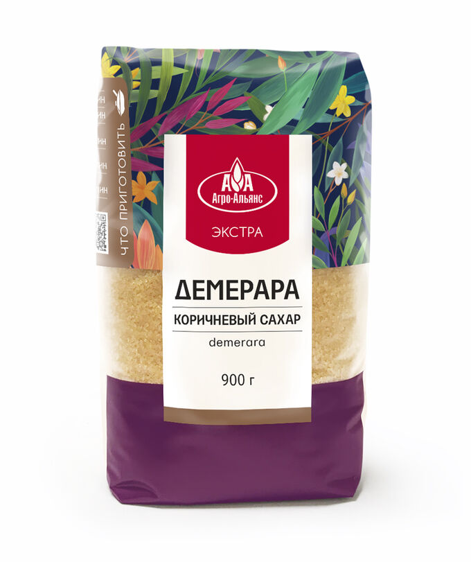 Агро-Альянс Агроальянс Экстра Сахар коричневый Demerara 900г. 1/12, шт