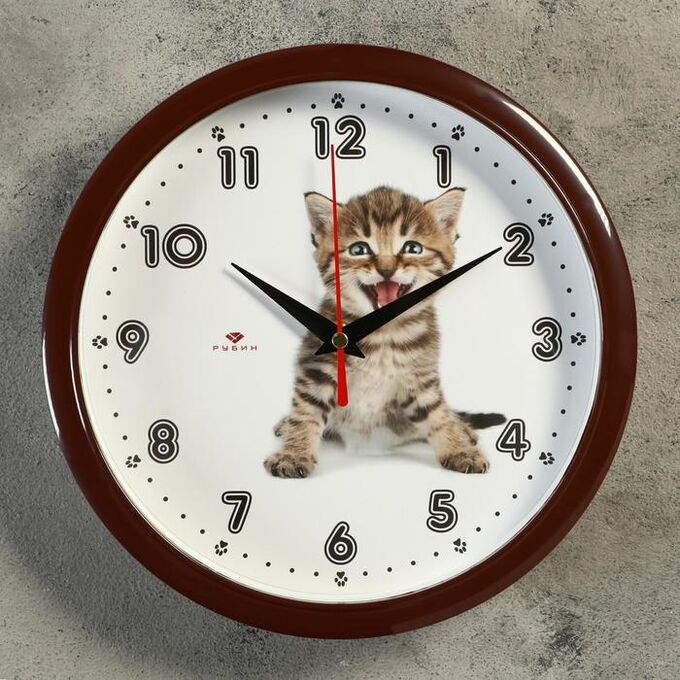 Часы настенные &quot;Котёнок&quot;, &quot;Рубин&quot;, 22х22 см