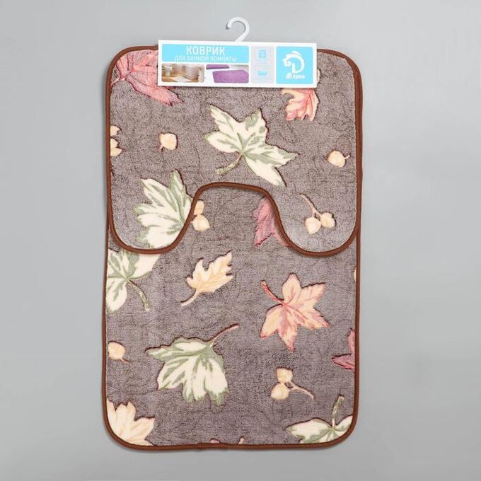 Набор ковриков для ванны и туалета Доляна «Осенние листья», 2 шт: 40x50, 50x80 см