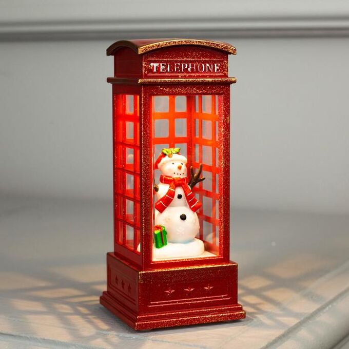 Luazon Lighting Фигура свет. &quot;Снеговик в телефонной будке&quot;, 12.5х5.3х5.3 см, 1 LED, 3хAG13, Т/БЕЛЫЙ