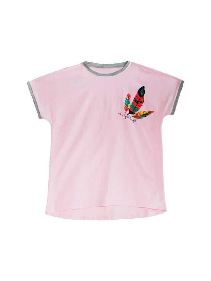 Розовая женская футболка с перьями &quot;King size&quot; (14714)