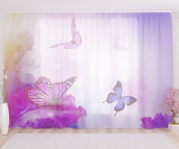 Фототюль Фиолетовые бабочки