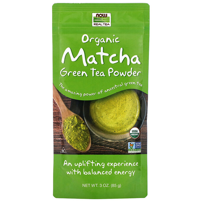 Now Foods, Real Tea, органический зеленый чай матча в порошке ...