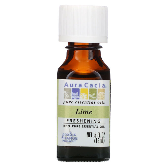 Aura Cacia, 100% чистое эфирное масло, лайм, 15 мл (0,5 жидк. унции)