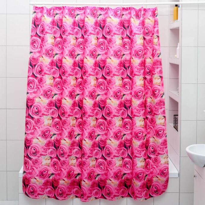Штора для ванной комнаты «Розы», 180?180 см, полиэстер