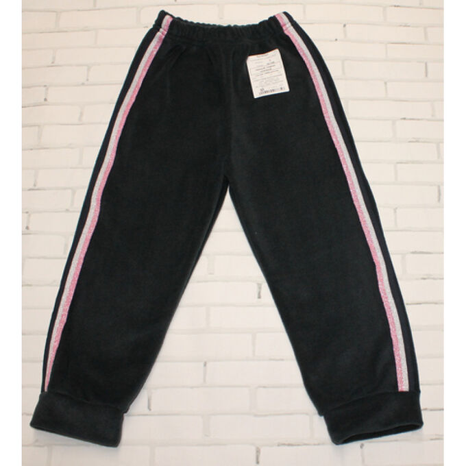 Спортивные штаны 362/3 (черные,лампас розовый) флис