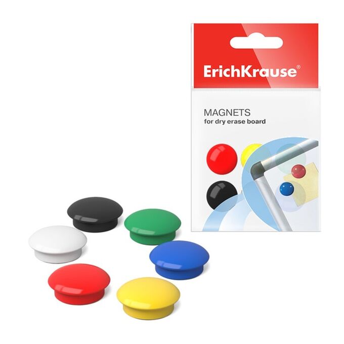 ERICH KRAUSE Магниты для досок 20 мм, 12 штук, микс х 6 цветов, ErichKrause