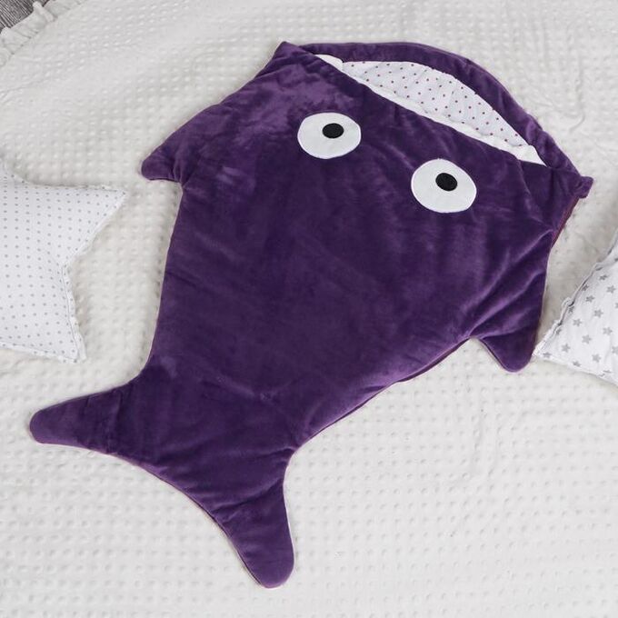 Одеяло (конверт) для детей Крошка Я  &quot;Акула&quot; цв.фиолетовый, 48*83 см, чехол п/э, подклад хл.   43572