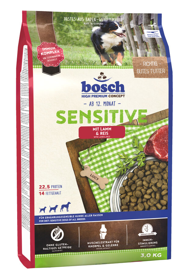 Bosch Sensitive с ягнёнком и рисом сухой корм для собак 3 кг