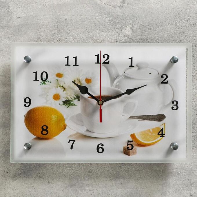 Часы настенные, серия: Кухня, &quot;Чайная церемония и лимон&quot;, 20х30  см, микс