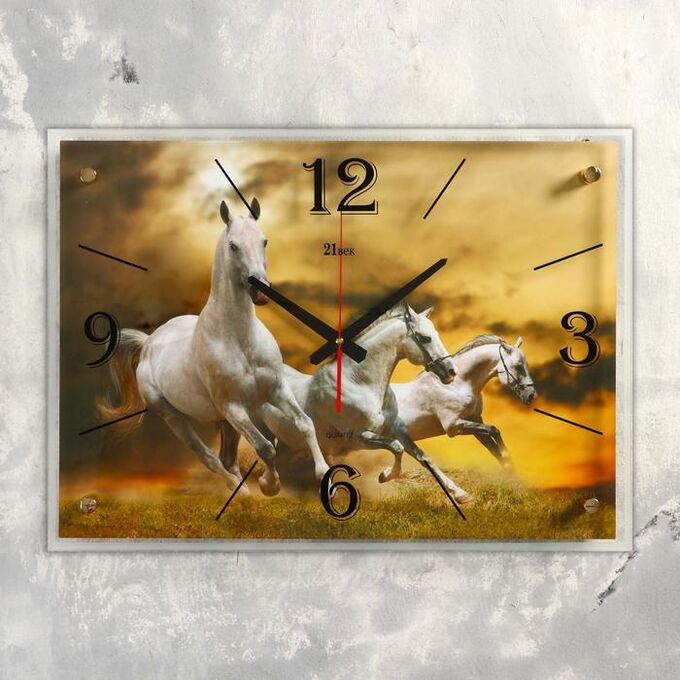 Часы настенные, серия: Животный мир, &quot;Лошади&quot; 40х56  см, в ассортименте