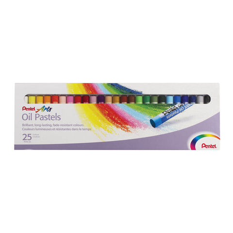 Пастель масляная художественная PENTEL &quot;Oil Pastels&quot;, 25 цветов, круглое сечение, картонная упаковка, PHN4-25