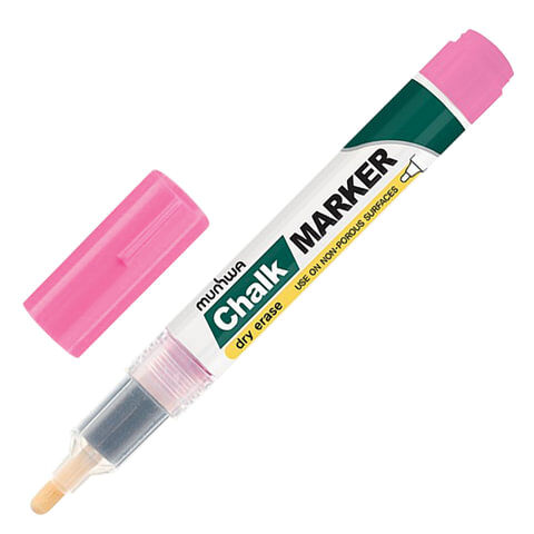 Маркер меловой MUNHWA &quot;Chalk Marker&quot;, 3 мм, РОЗОВЫЙ, сухостираемый, для гладких поверхностей, CM-10