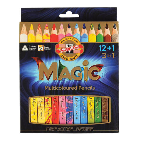 Карандаши с многоцветным грифелем KOH-I-NOOR, набор 13 шт., &quot;Magic&quot;, трехгранные, грифель 5,6 мм, европодвес, 3408013001KS