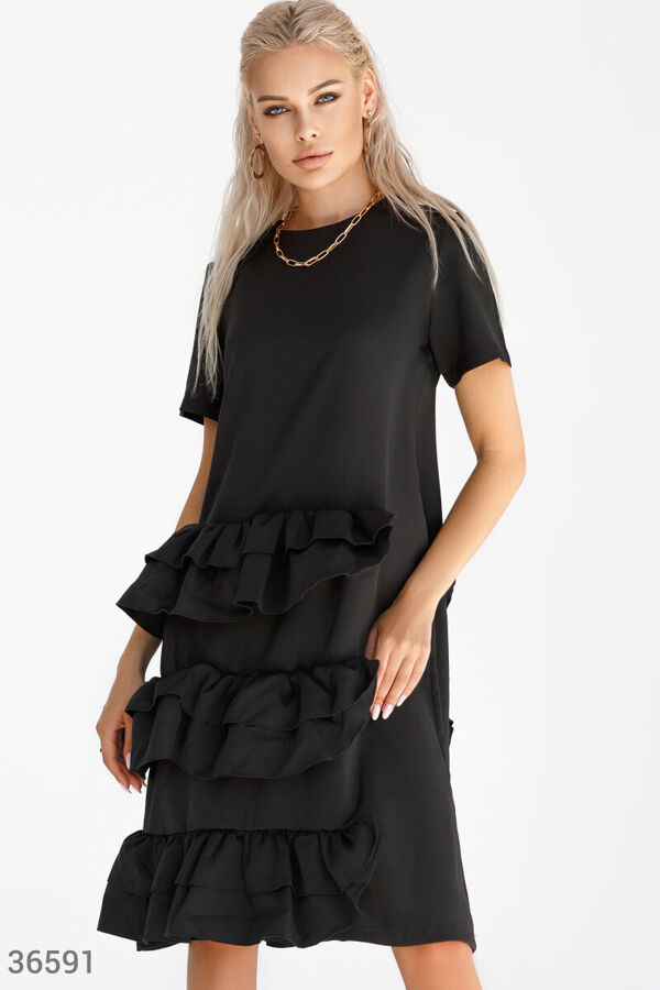 Gepur Черное платье с оборками