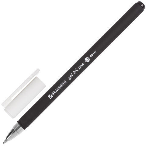 Ручка гелевая BRAUBERG &quot;Matt Gel&quot;, ЧЕРНАЯ, корпус soft-touch, узел 0,5 мм, линия 0,35 мм, 142944