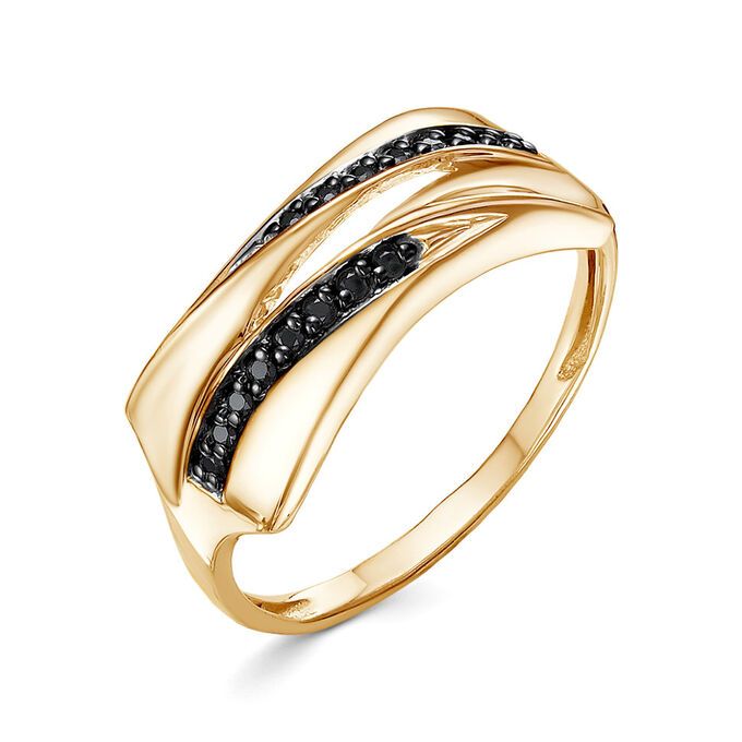 Artefakt Позолоченное кольцо с черными фианитами - 1356 - п