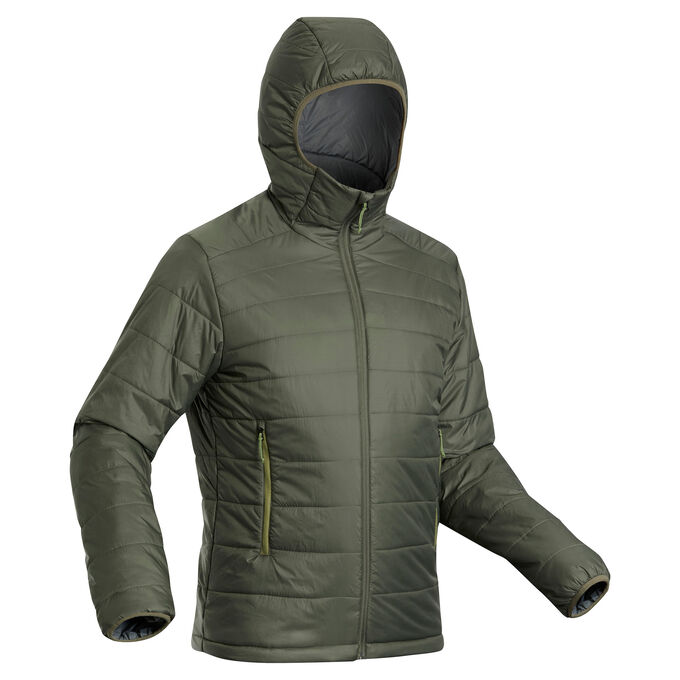 Куртка для треккинга в горах с капюшоном до –5°C мужской хаки TREK 100 FORCLAZ