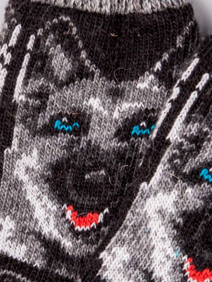 Носки шерстяные мужские, собака с голубыми глазами, темно-серый (размер универсальный)