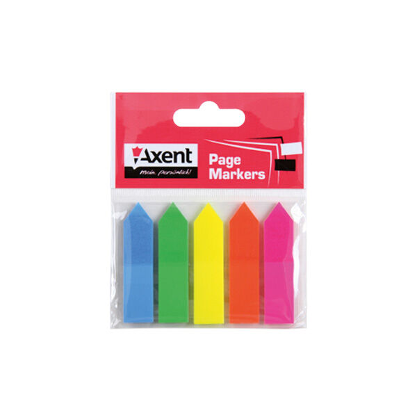 Закладки пластиковые Axent 2440-02-A, 5х12х50 мм, 125 штук, неоновые цвета