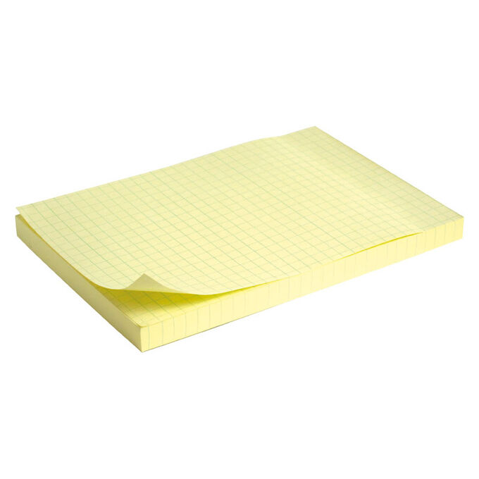 Блок бумаги с липким слоем Delta D3330-02, 100x150 мм, 100 листов, клетка, желтый