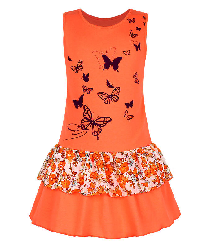 Оранжевый сарафан(платье) для девочки соборками 79872-ДЛ19