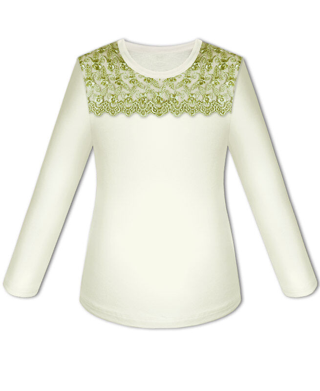 Молочная школьная блузка для девочки 80312-ДШ17