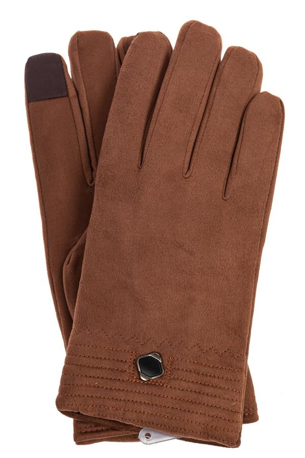 Утепленные перчатки мужские из велюра, цвет коричневый