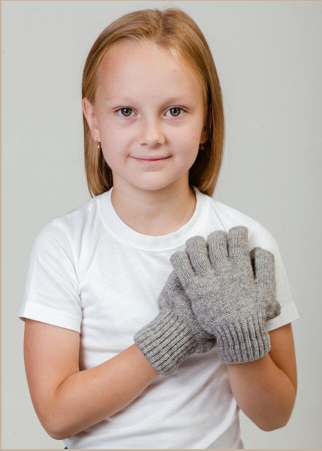 ТОД Перчатки детские шерсть  (2 , Серый)