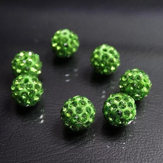 ДШ012НН8 Бусины из полимерной глины и хрустальных страз, цвет: зеленый, 8 мм, 6 шт.