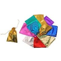 Подарочный мешок: (8,5x12,0 см), текстильный, яркий цветной металлик (расцветки в ассортименте)