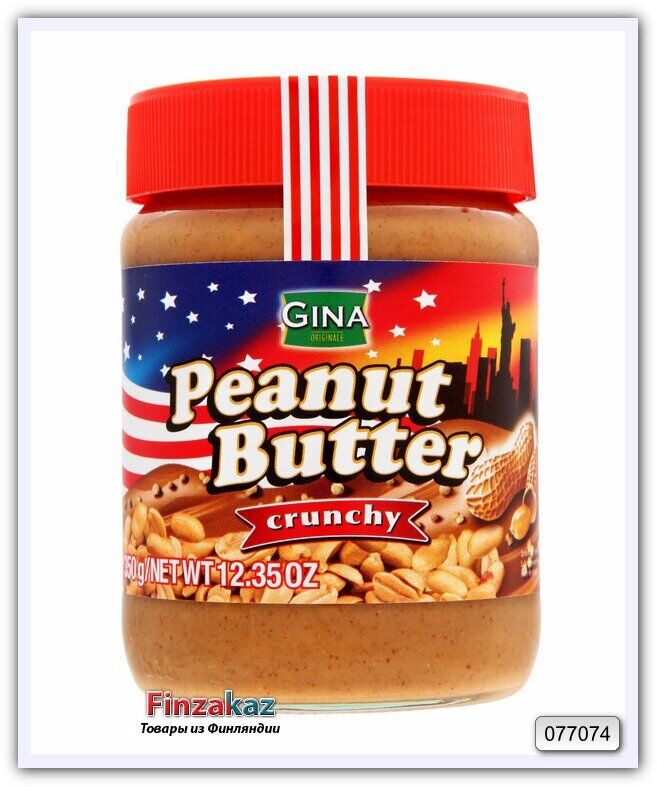 Арахисовая паста с кусочками арахиса, Gina Peanut butter crunchy 350 гр