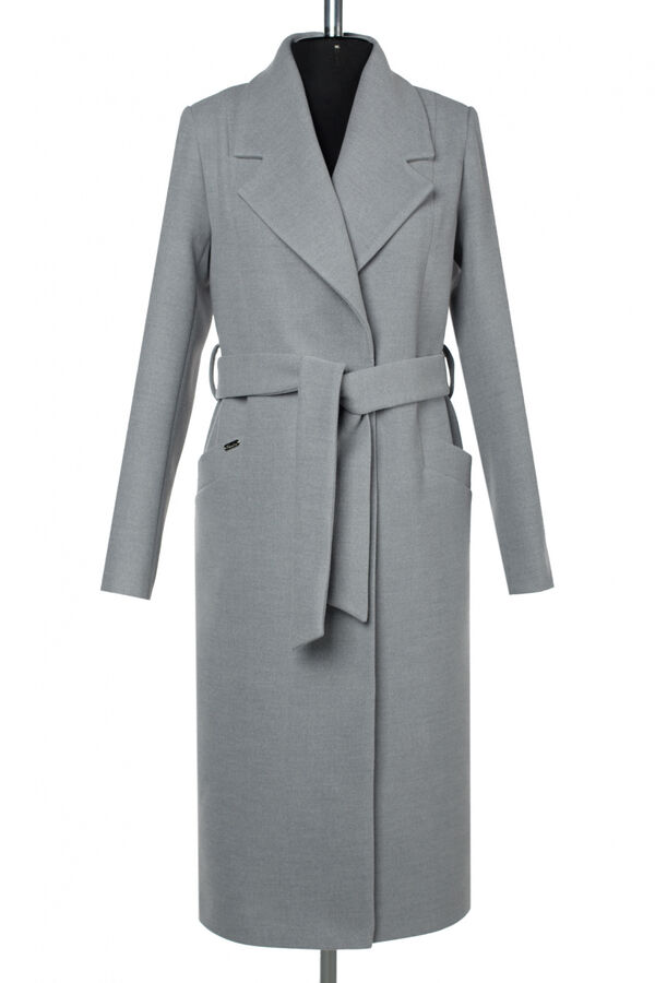 01-10099 Пальто женское демисезонное (пояс) Кашемир светло-серый