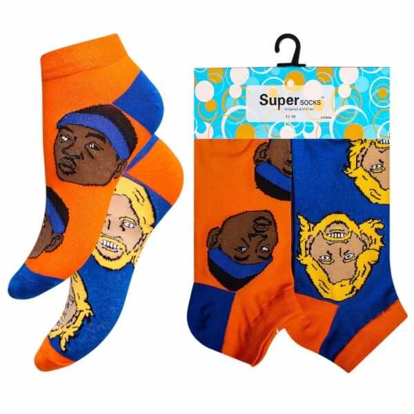 Носки мужские хлопковые укороченные &quot; Super socks A162-3 &quot; 2 пары оранжевые/синие р:40-45