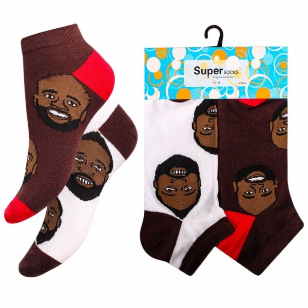 Носки мужские хлопковые укороченные &quot; Super socks A162-3 &quot; 2 пары коричневые/белые р:40-45