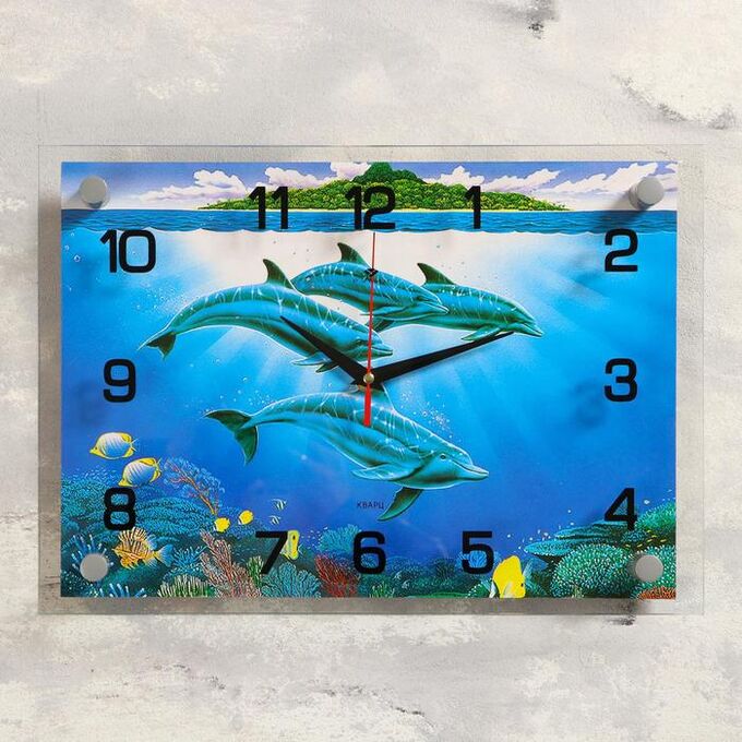 Часы настенные, серия: Море, &quot;Дельфины&quot;, 25х35 см, в ассортименте