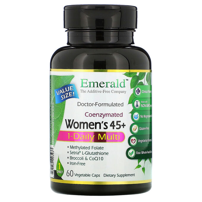 Emerald Laboratories,Коэнзимированный мультивитамин для женщин 45+, 1 в день, 60 растительных капсул