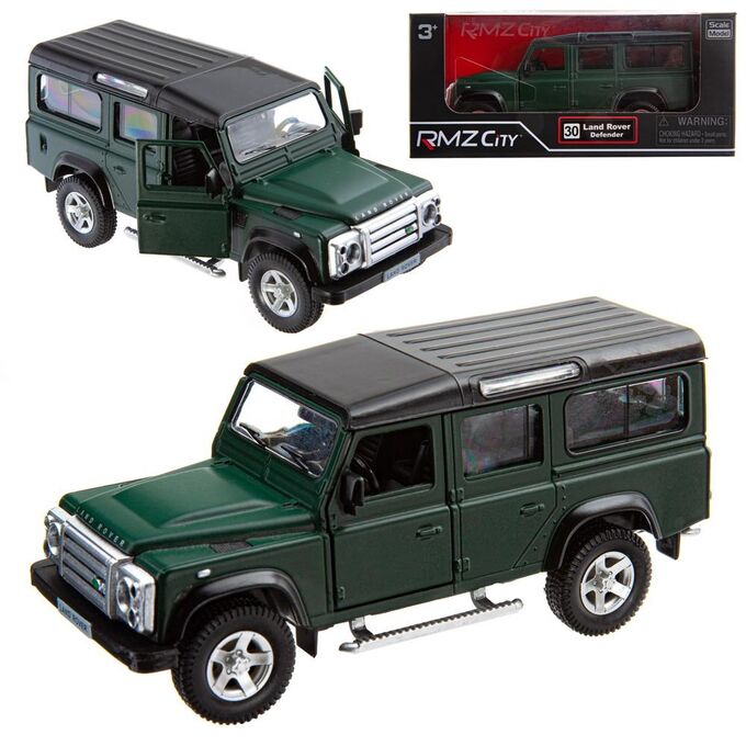 554006M(C) Машинка металлическая Uni-Fortune RMZ City 1:35 Land Rover Defender, инерционная, темно-зеленый матовый цвет, 16.5 x 7.5 x 7 см